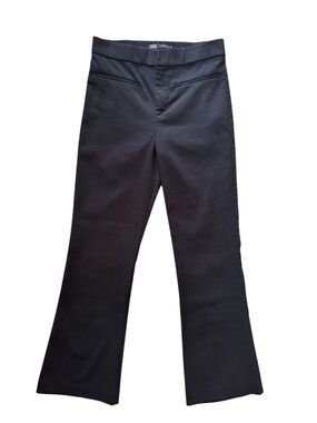 ZARA Women’s Black Cropped Flare Pants SZ Small High Rise Minimal Chic Office